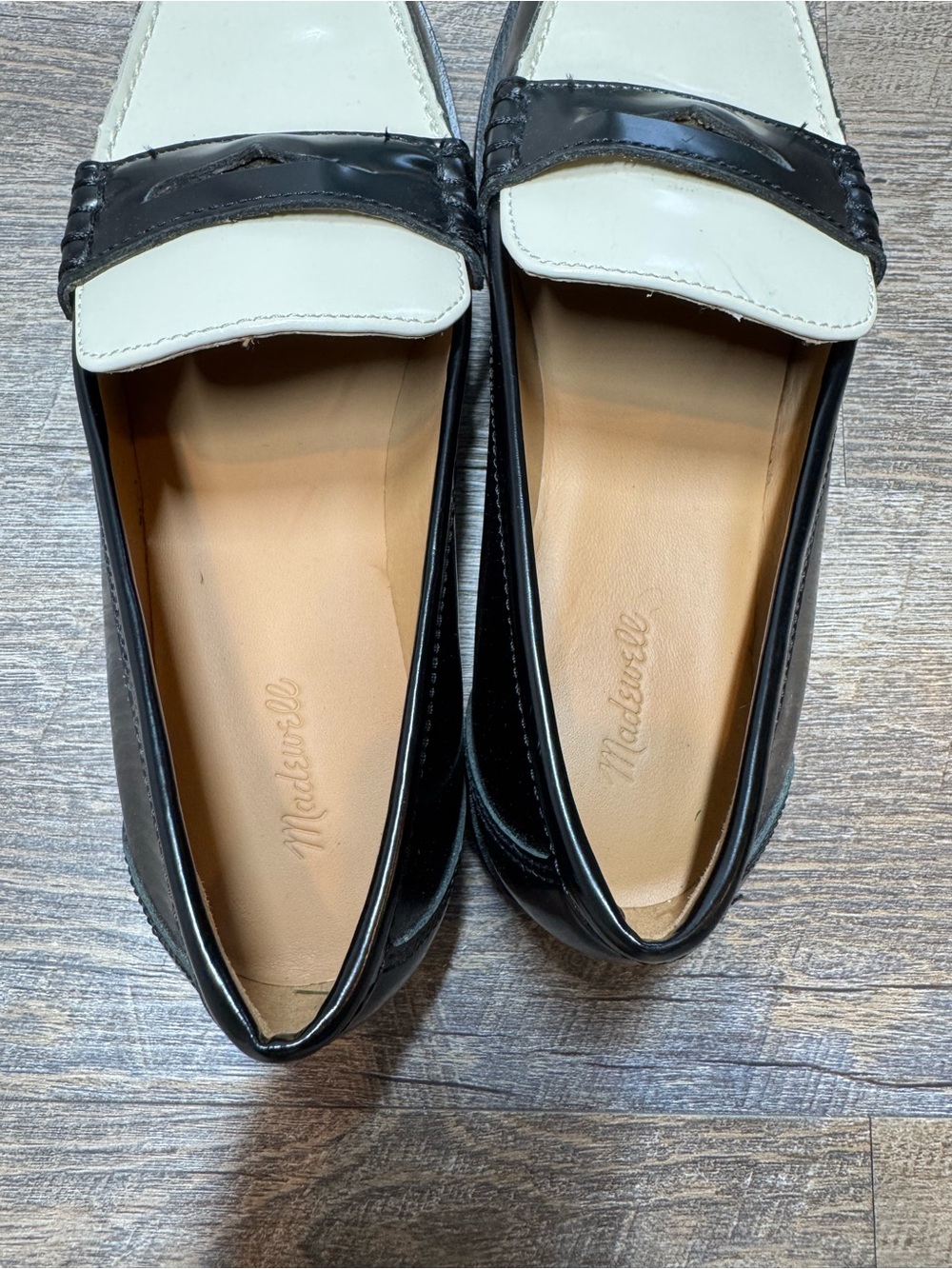 Madewell Black and White Leather Women's Penny Loafers - Picture 7 of 15